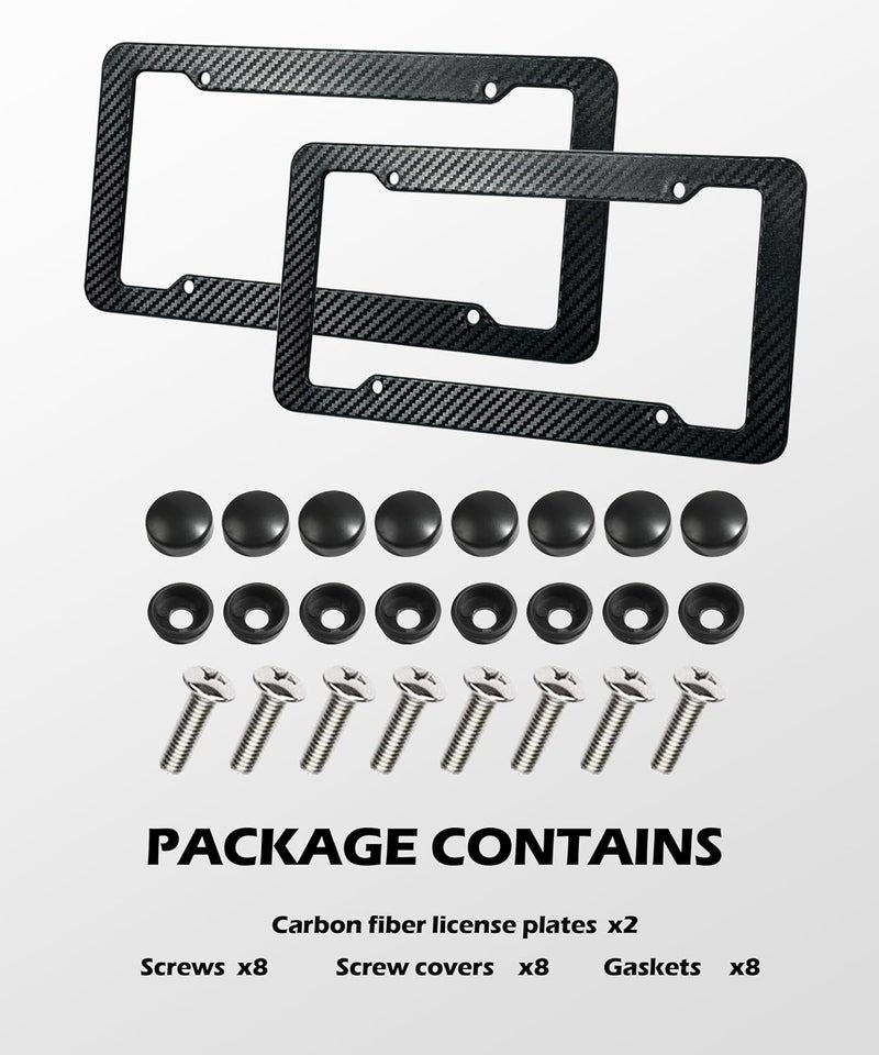 SCUARI 2PCS License Plate Frames,License Plate Cover,Car Accessories Carbon Fiber License Plate Frame,Licence Plate Frame Holder with Fasteners and Screws,Fit for Most America License Plate - Image 2